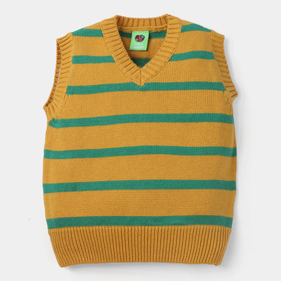 Boys Acrylic Sleeveless Sweater Striper-Yellow