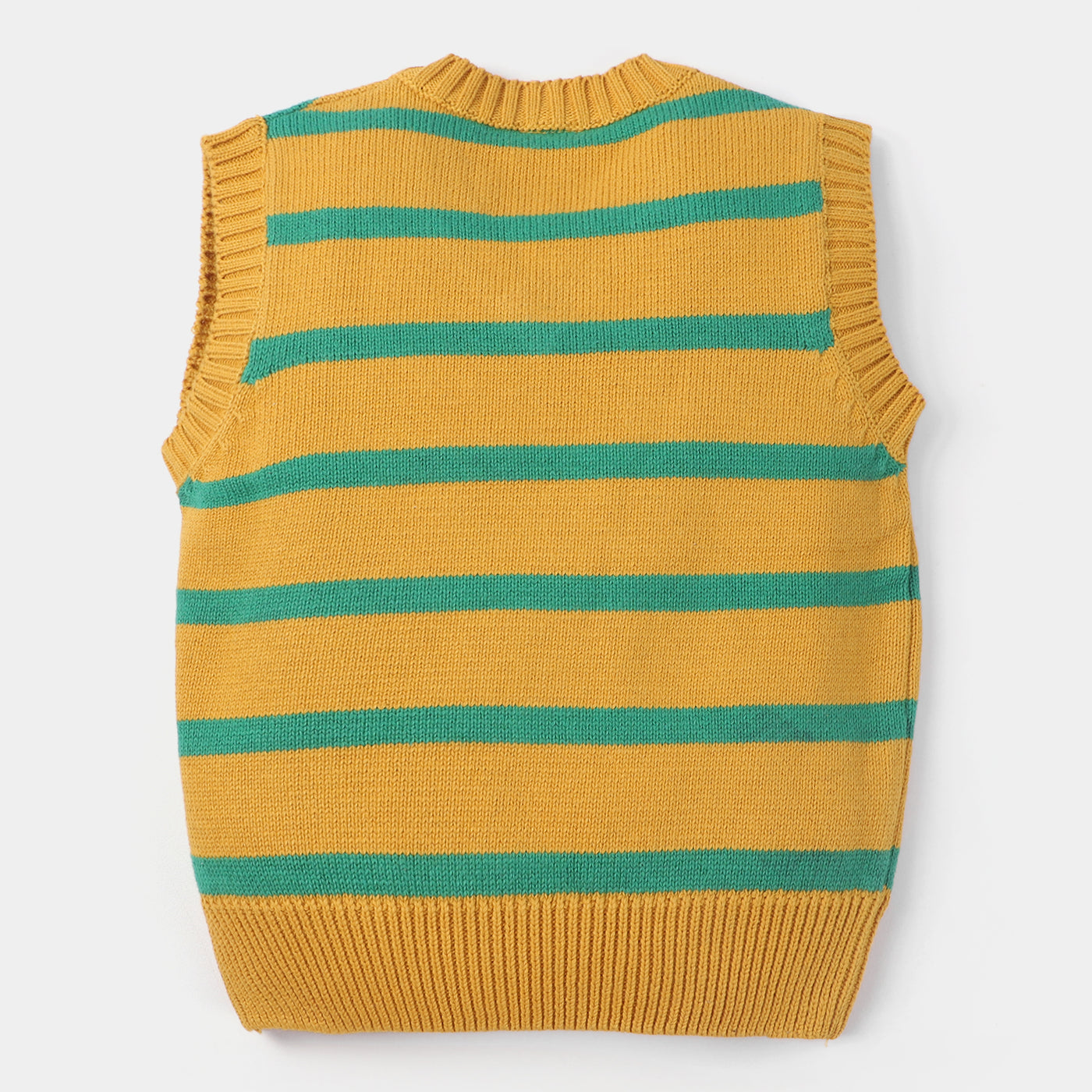 Boys Acrylic Sleeveless Sweater Striper-Yellow