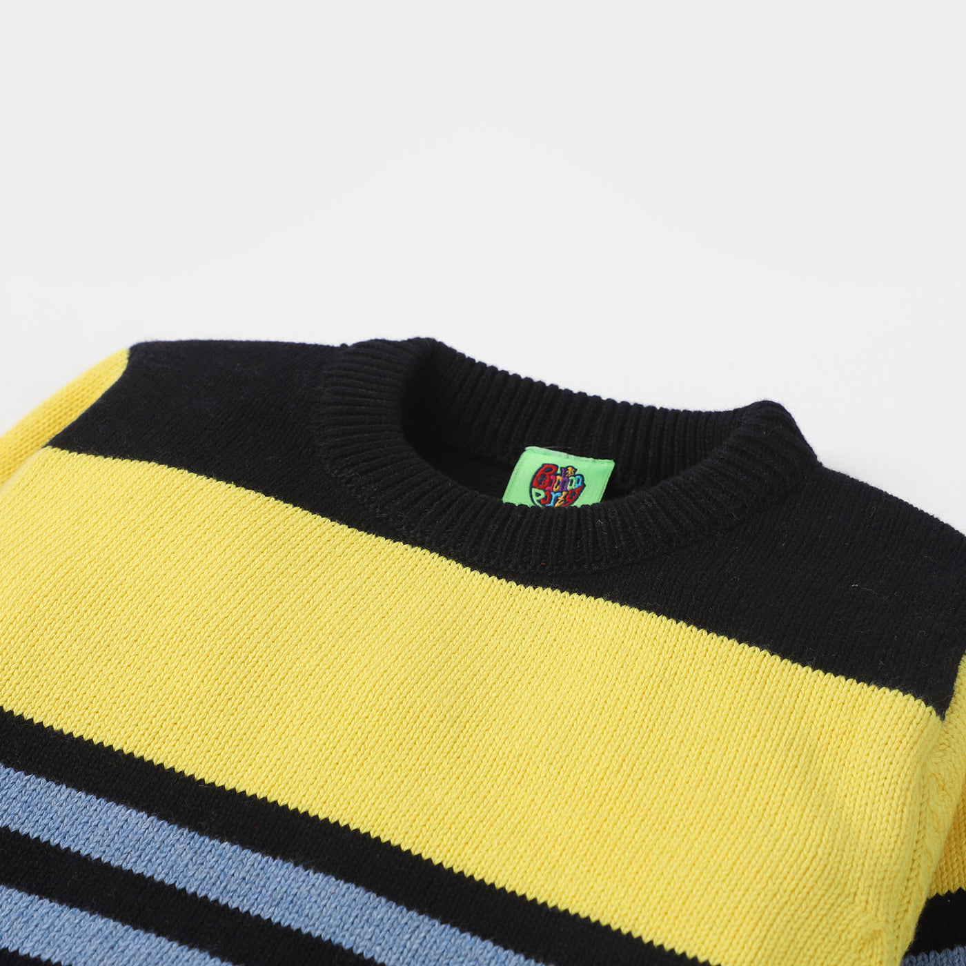 Boys Acrylic Full Sleeves Sweater Striper-Navy/Sky