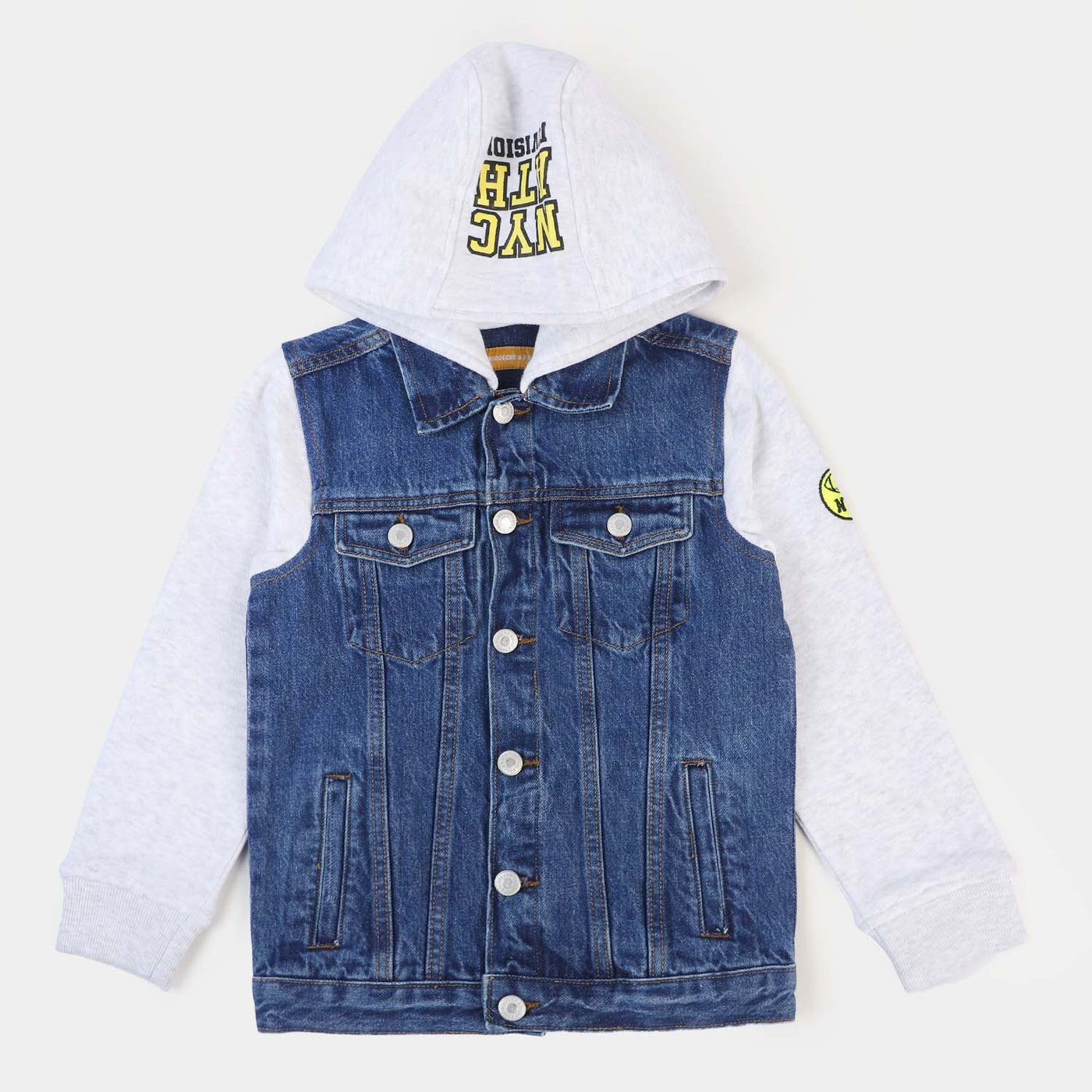 Boys Denim Hooded Jacket NYC-Mid Blue