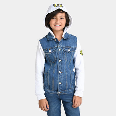 Boys Denim Hooded Jacket NYC-Mid Blue