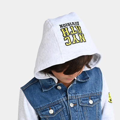 Boys Denim Hooded Jacket NYC-Mid Blue