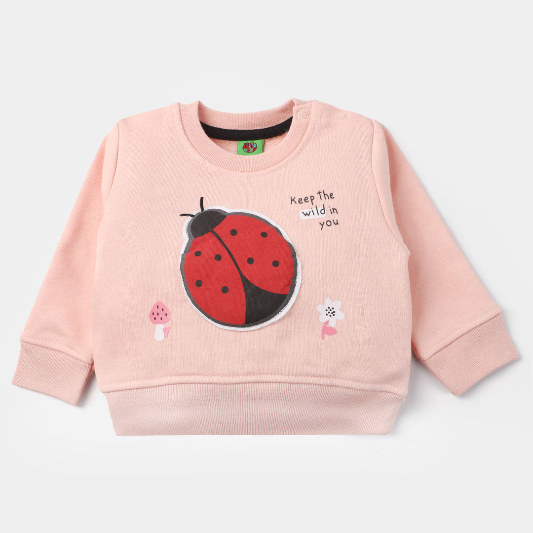 Infants Fleece Girls Sweatshirt Ladybug-Pink