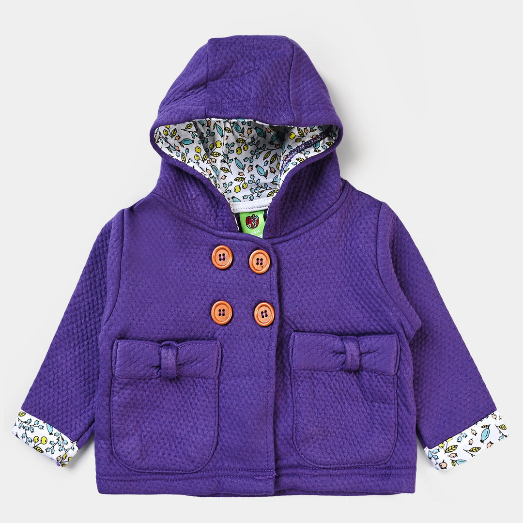 Infant Girls Fleece Knitted Jacket Quilted-D. Lavender