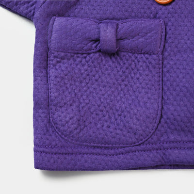 Infant Girls Fleece Knitted Jacket Quilted-D. Lavender