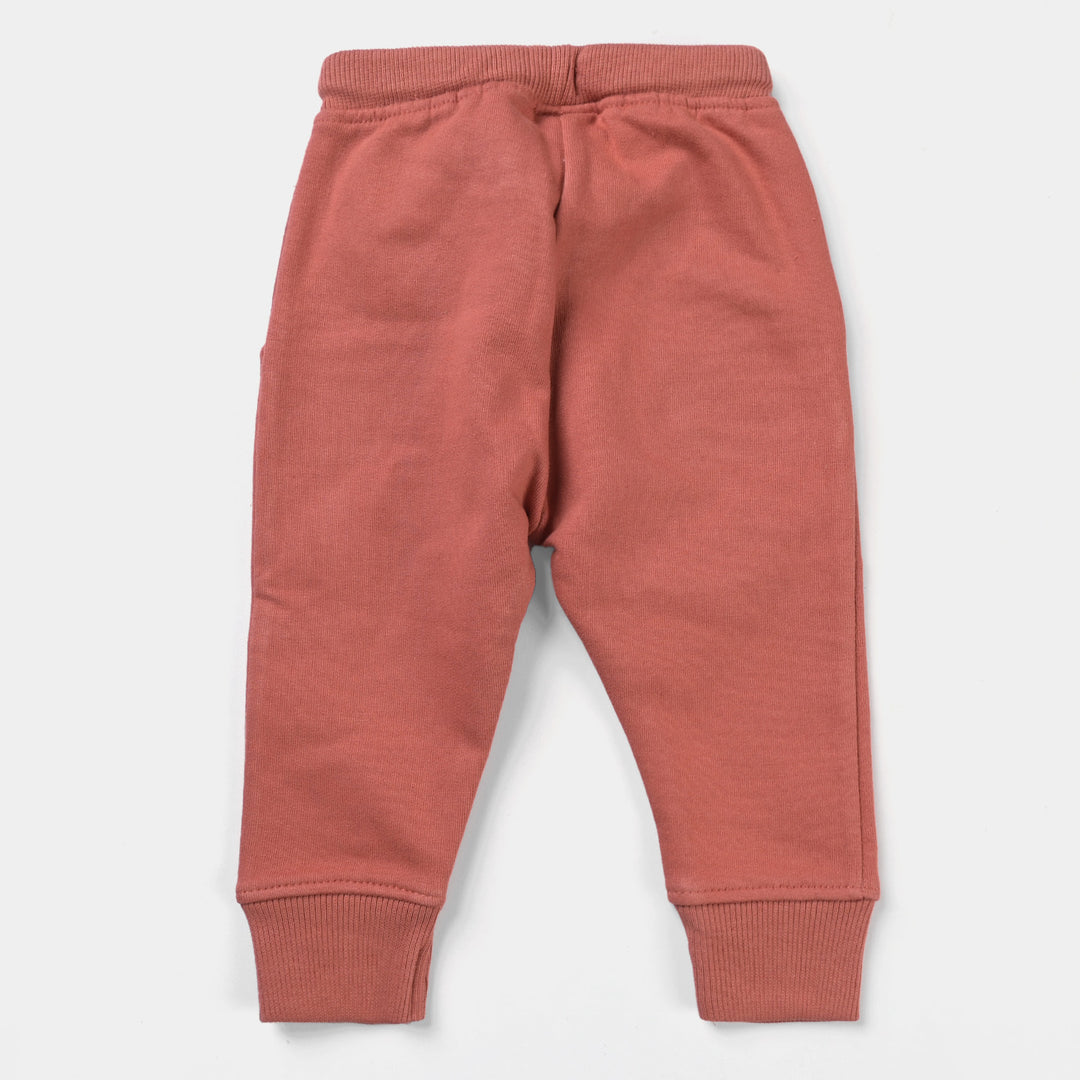 Infant Boys Fleece Knitted 2PC Suit Dear Face-Mecca Orange