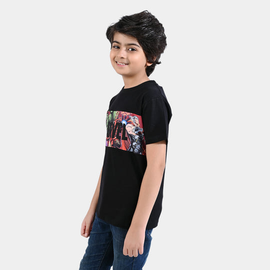 Boys Cotton Jersey T-Shirt H/S-BLACK