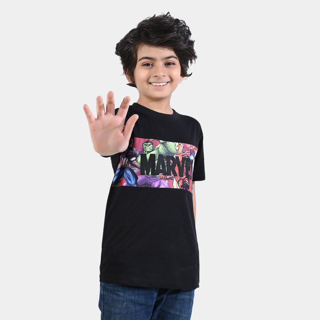 Boys Cotton Jersey T-Shirt H/S-BLACK