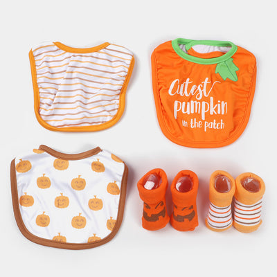 Baby Bib 3PCs With 2 Pair Baby Socks Set