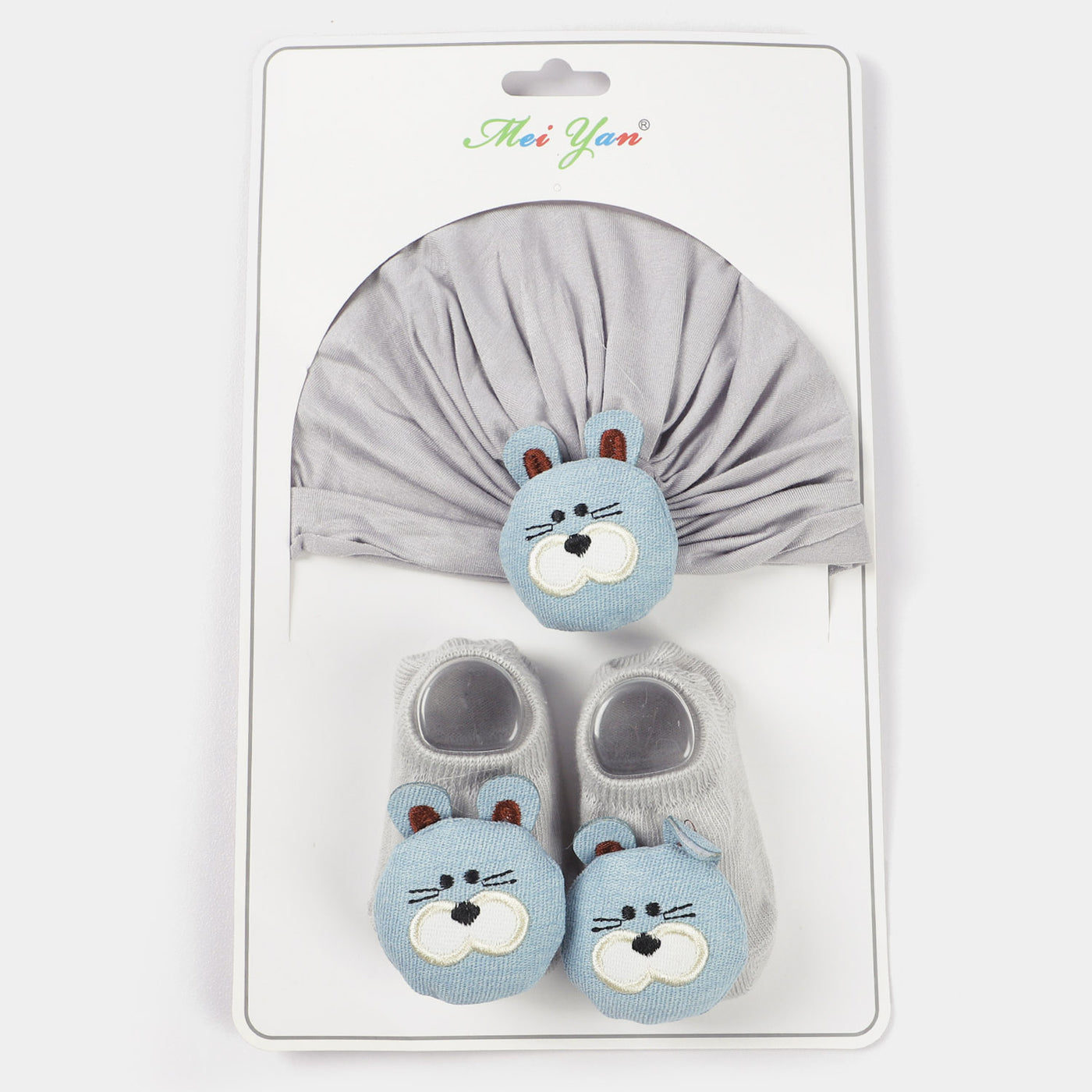 Infant Cap With Pair Socks Set | 3M+