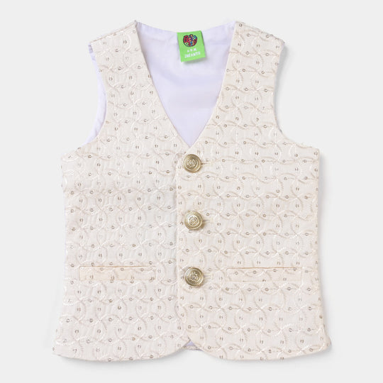 Infant Boys Sequence Embroidery Waistcoat -Off White