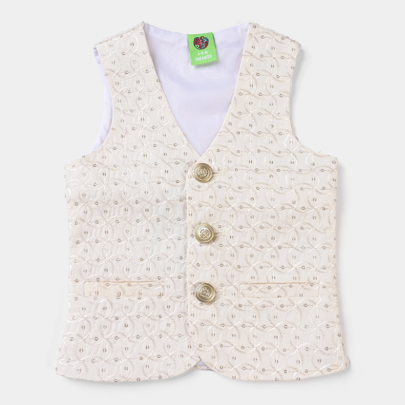 Infant Boys Sequence Embroidery Waistcoat -Off White