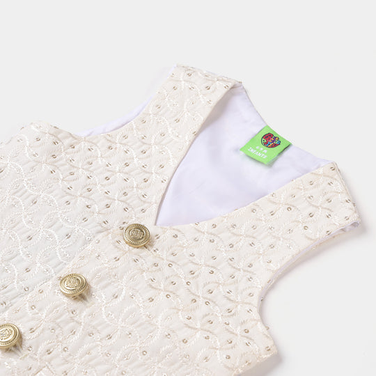 Infant Boys Sequence Embroidery Waistcoat -Off White