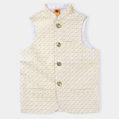 Boys Sequence Embroidery Waistcoat -Off White