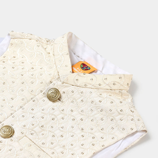 Boys Sequence Embroidery Waistcoat -Off White