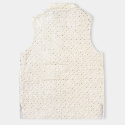 Boys Sequence Embroidery Waistcoat -Off White