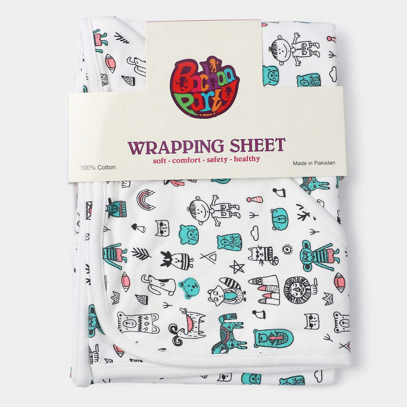 Infant Printed Wrapping Sheet | White