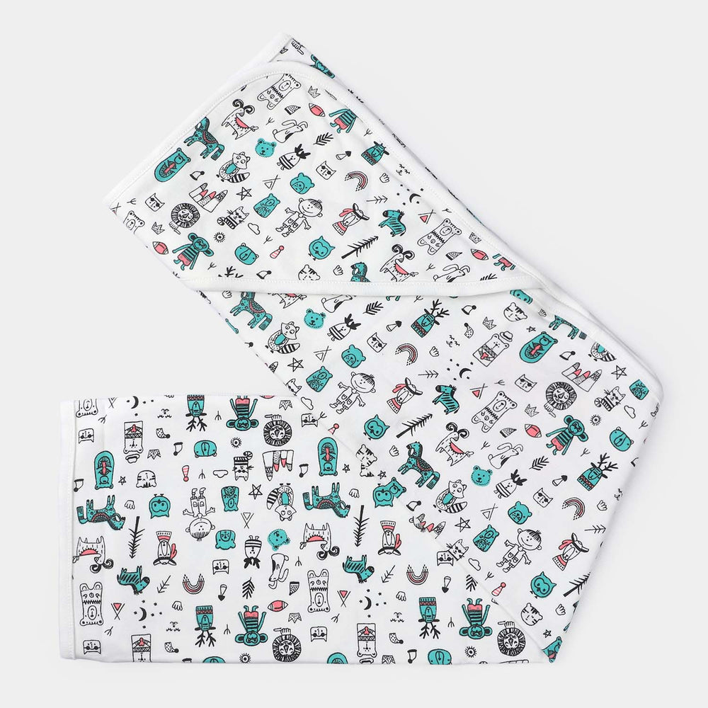 Infant Printed Wrapping Sheet | White
