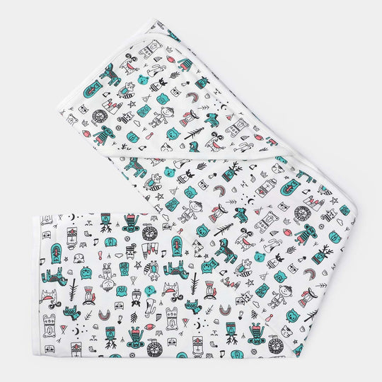 Infant Printed Wrapping Sheet | White