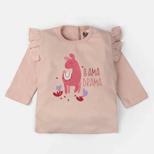 Infant Girls 2PCs Set Llama -Light Pink