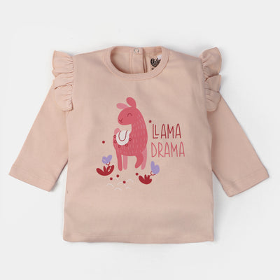 Infant Girls 2PCs Set Llama -Light Pink