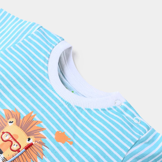 Infant Boys Cotton Jersey Round Neck T-Shirt Lion & Fish-True Navy