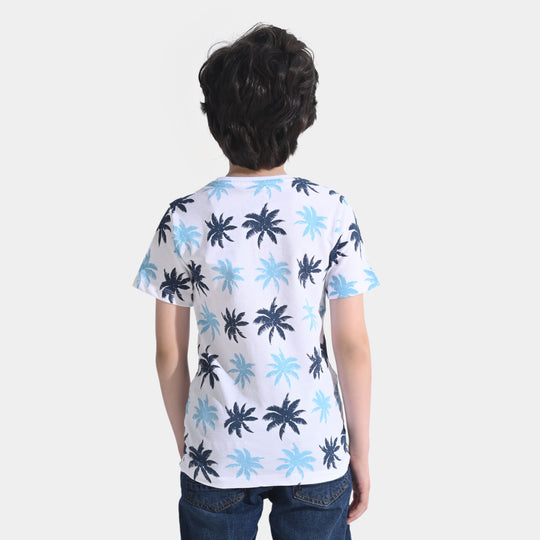 Boys Cotton T-Shirt H/S Tropical | White