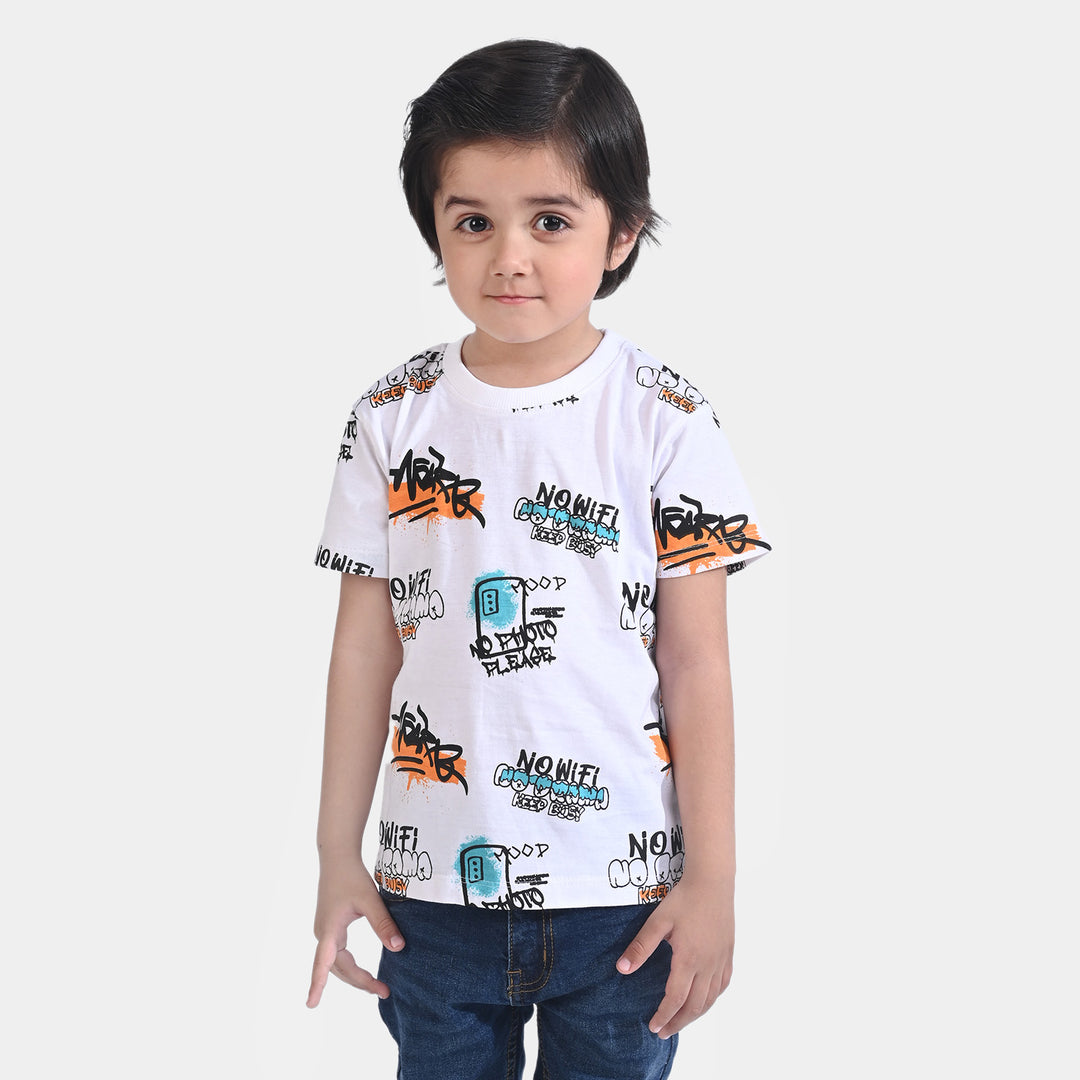 Boys Cotton Jersey T-Shirt H/S No Wi-Fi | White