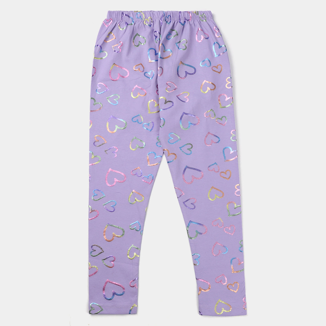 Girls Tights Printed Multi Hearts 2-Purple