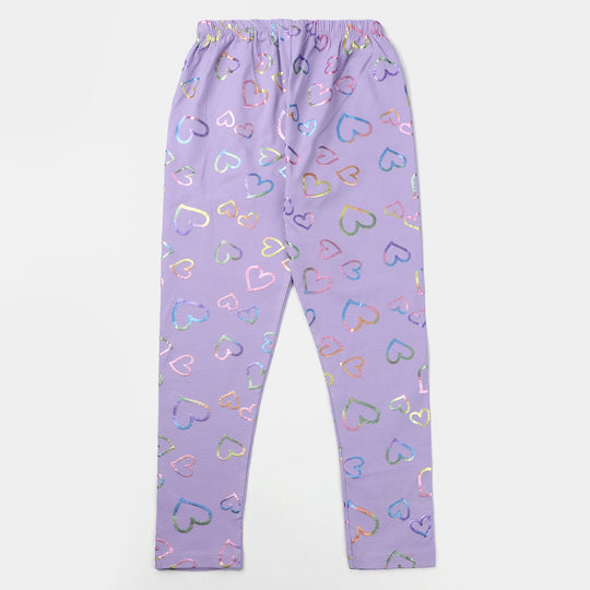 Girls Tights Printed Multi Hearts 2-Purple