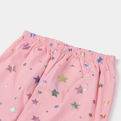 Girls Lycra Jersey Tights Printed Multi Stars-Pink