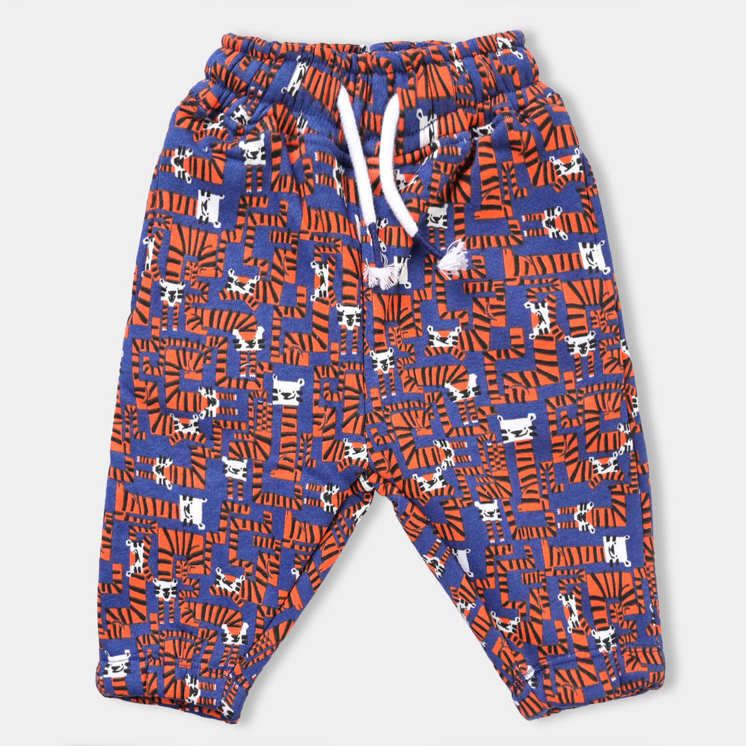 Infant Boys Fleece Pajama Tigers-Navy Blue