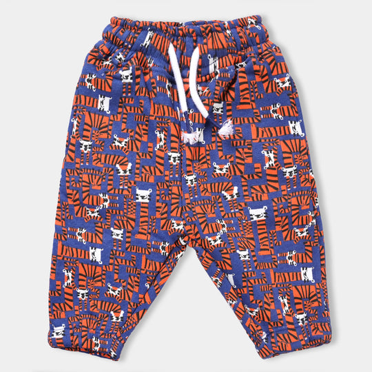 Infant Boys Fleece Pajama Tigers-Navy Blue