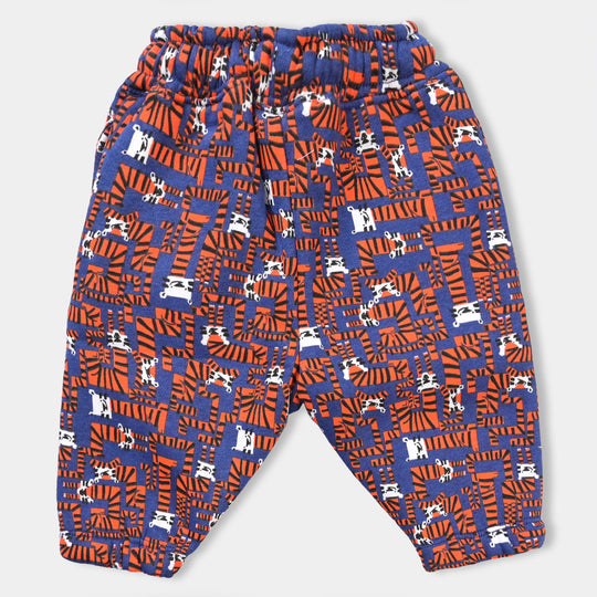 Infant Boys Fleece Pajama Tigers-Navy Blue