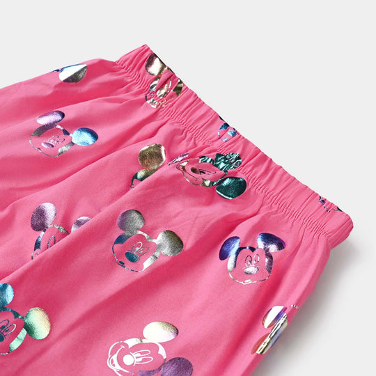 Girls Lycra Jersey Tights Printed Multi Character-Pink