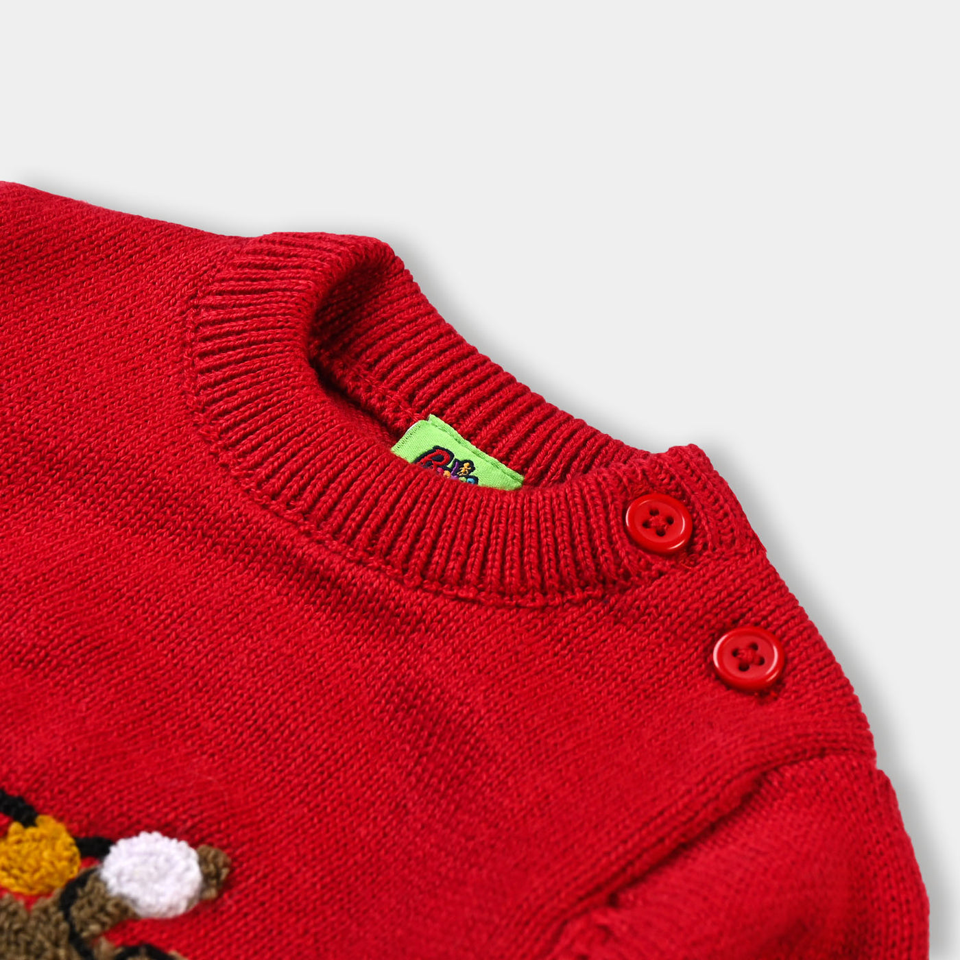 Infant Girls Cotton Full Sleeve Sweater Fox-F. Scarlet