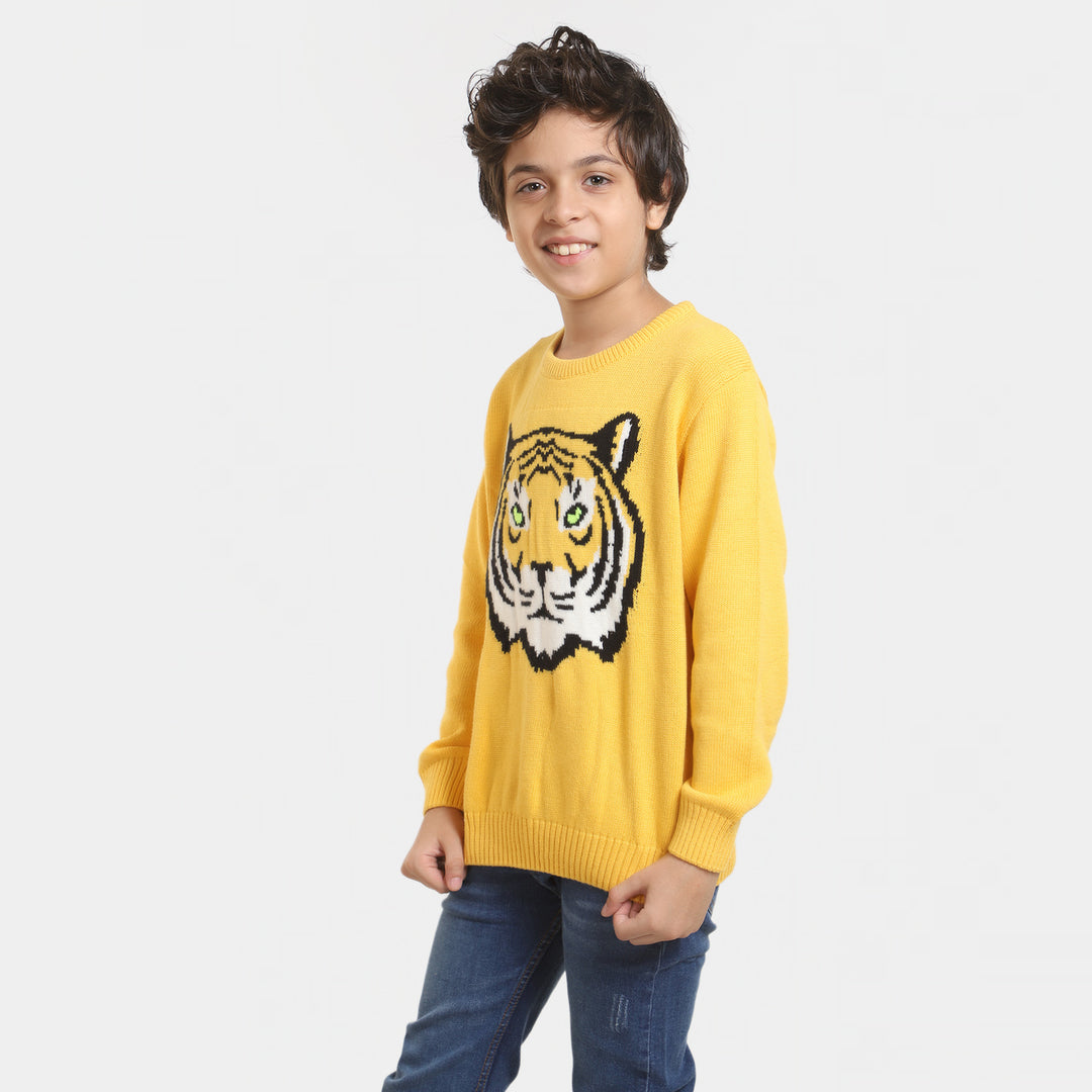 Boys Cotton Full Sleeves Sweater -Yellow