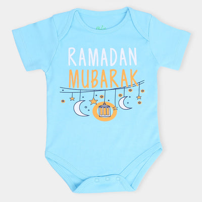 Infant Unisex Cotton Interlock Romper Ramadan Mubarak-Blue