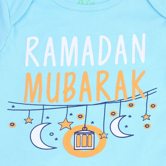 Infant Unisex Cotton Interlock Romper Ramadan Mubarak-Blue