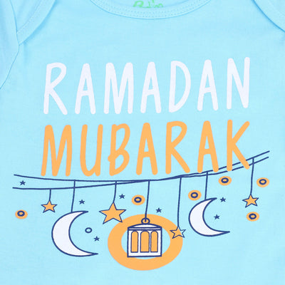 Infant Unisex Cotton Interlock Romper Ramadan Mubarak-Blue Elixir