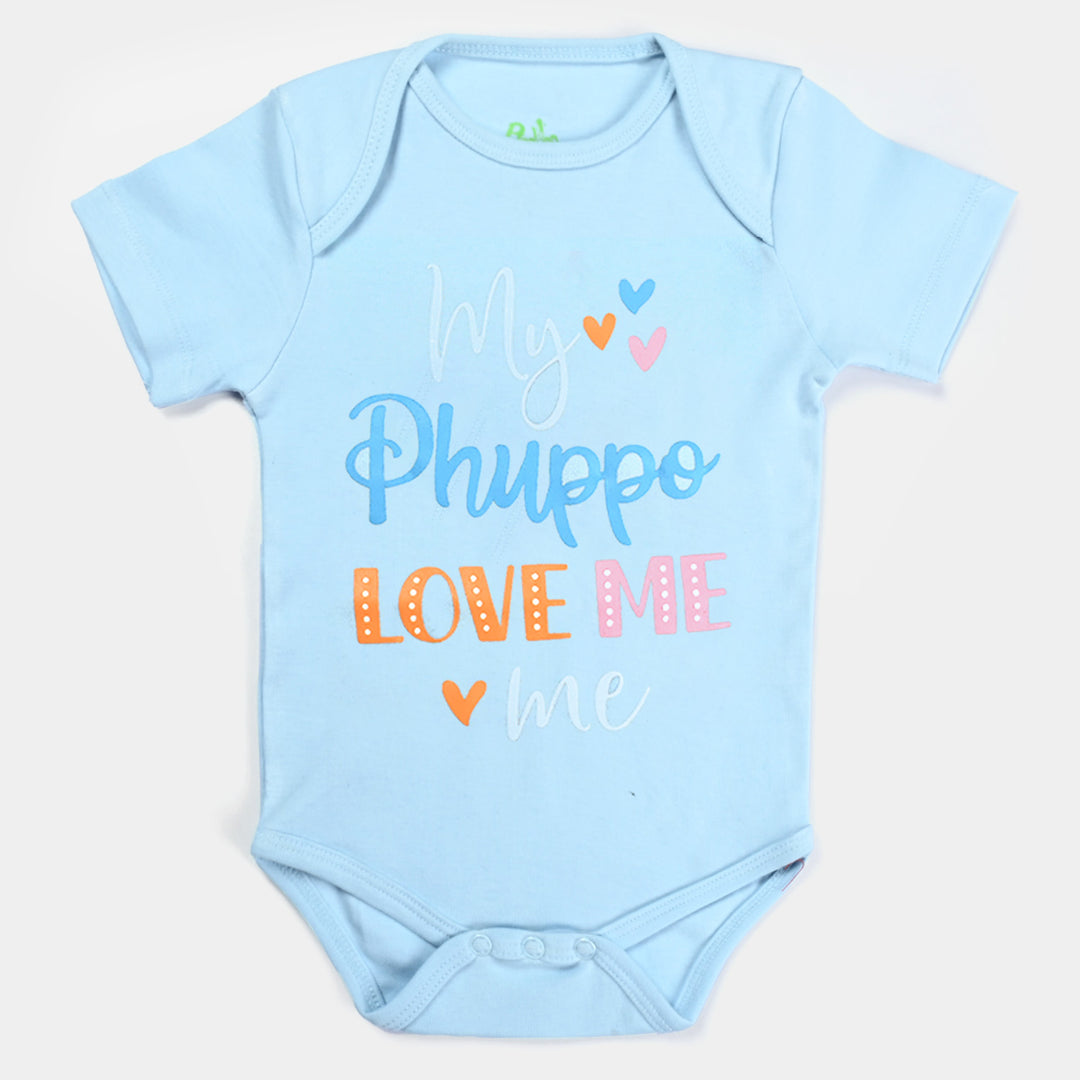 Infant Unisex Cotton Interlock Romper Love Phuppo- Blue