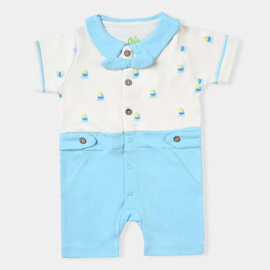 Infant Boys Cotton Interlock Knitted Romper Ship-Vanilla Ice