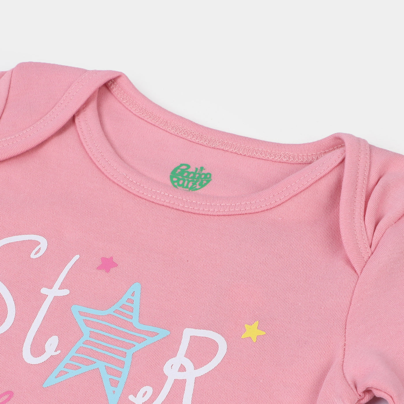 Infant Girl Cotton Interlock Romper Star-Candy Pink
