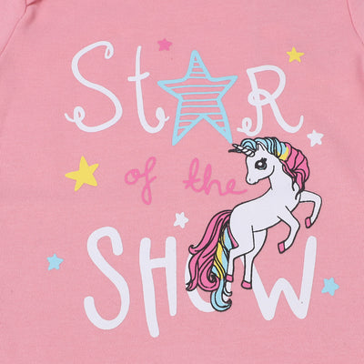 Infant Girl Cotton Interlock Romper Star-Candy Pink