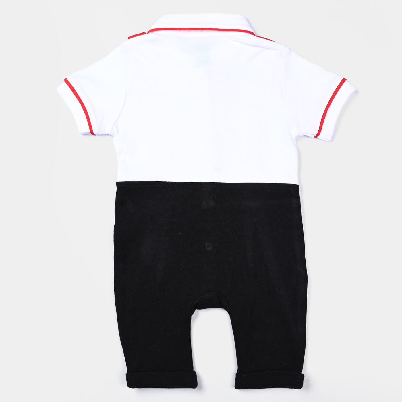 Infant Boys Cotton Interlock Knitted Romper Red Contrast-White