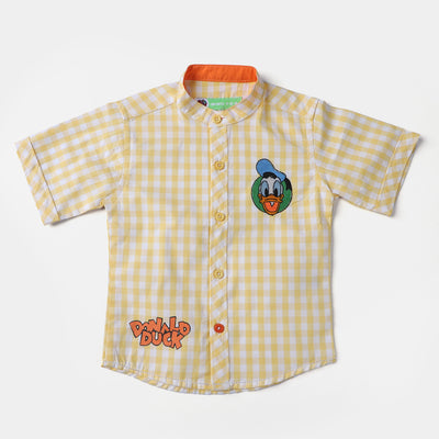 Infant Boys Yarn Dyed Casual Shirt Character -Yellow