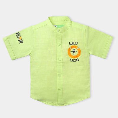 Infant Boys Yarn Dyed Casual Shirt Wild Lion-Sunny Lime