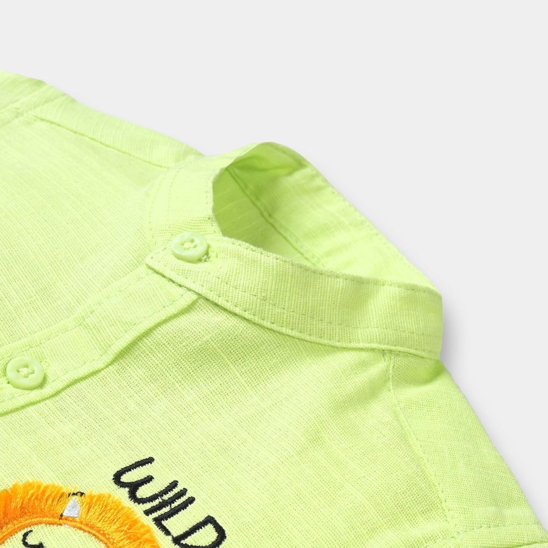 Infant Boys Yarn Dyed Casual Shirt Wild Lion-Sunny Lime