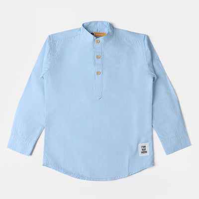 Boys Yarn Dyed Casual Shirt Basic | L-BLUE