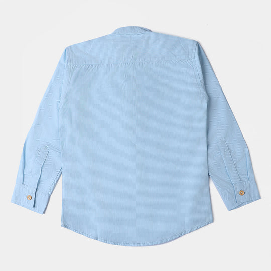 Boys Yarn Dyed Casual Shirt Basic | L-BLUE